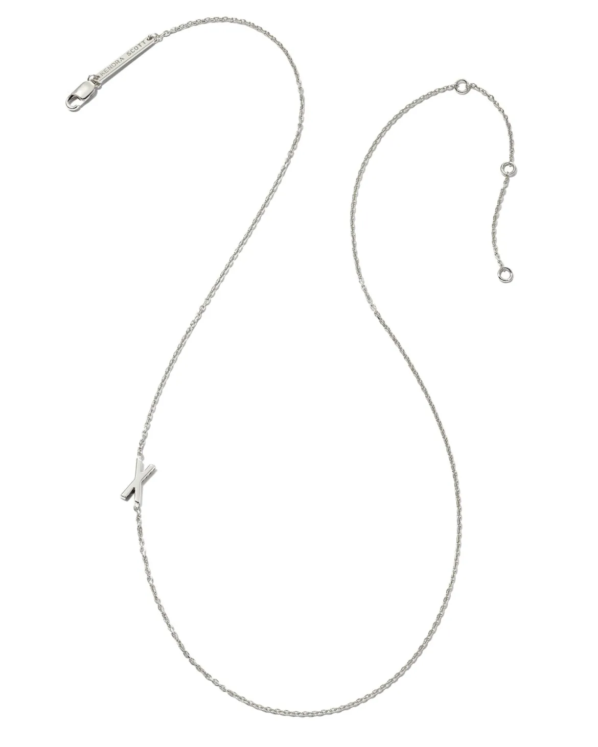 Letter X Inline Initial Necklace in Sterling Silver