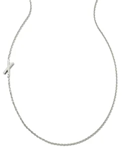 Letter X Inline Initial Necklace in Sterling Silver