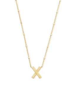 Letter X Pendant Necklace in Gold