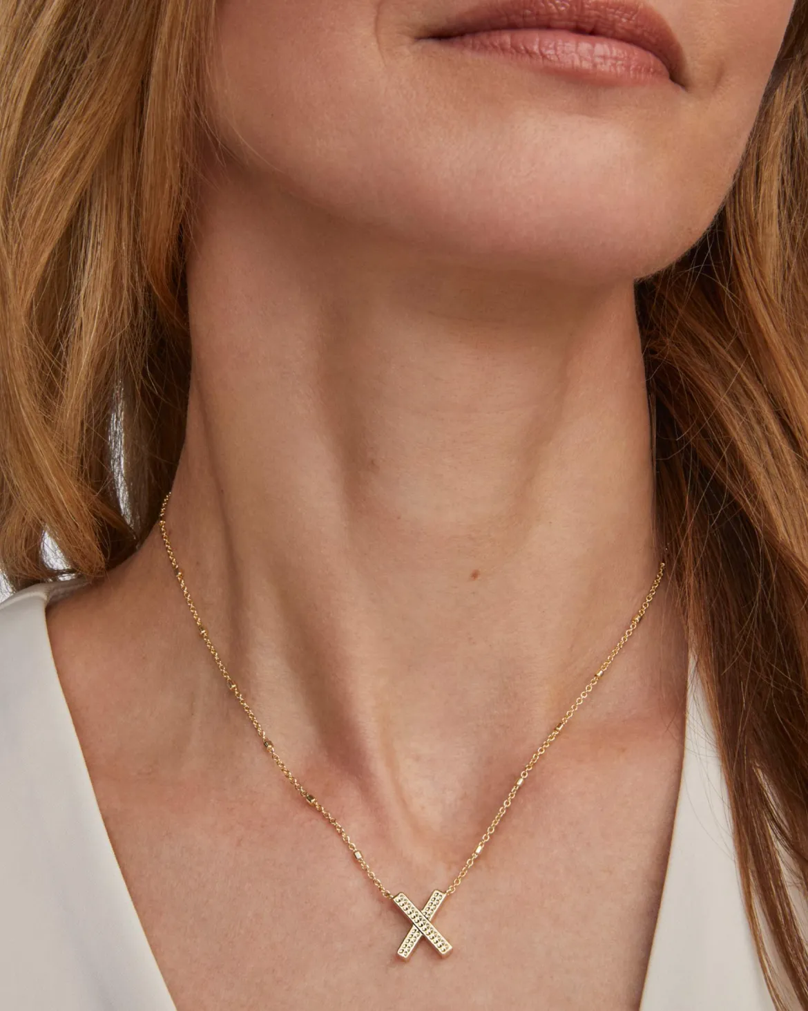 Letter X Pendant Necklace in Gold