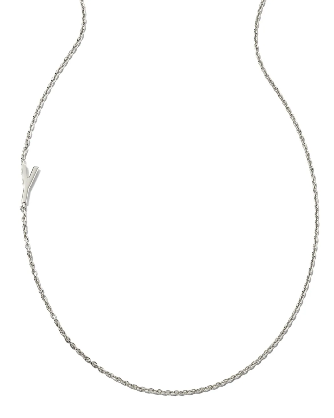 Letter Y Inline Initial Necklace in Sterling Silver