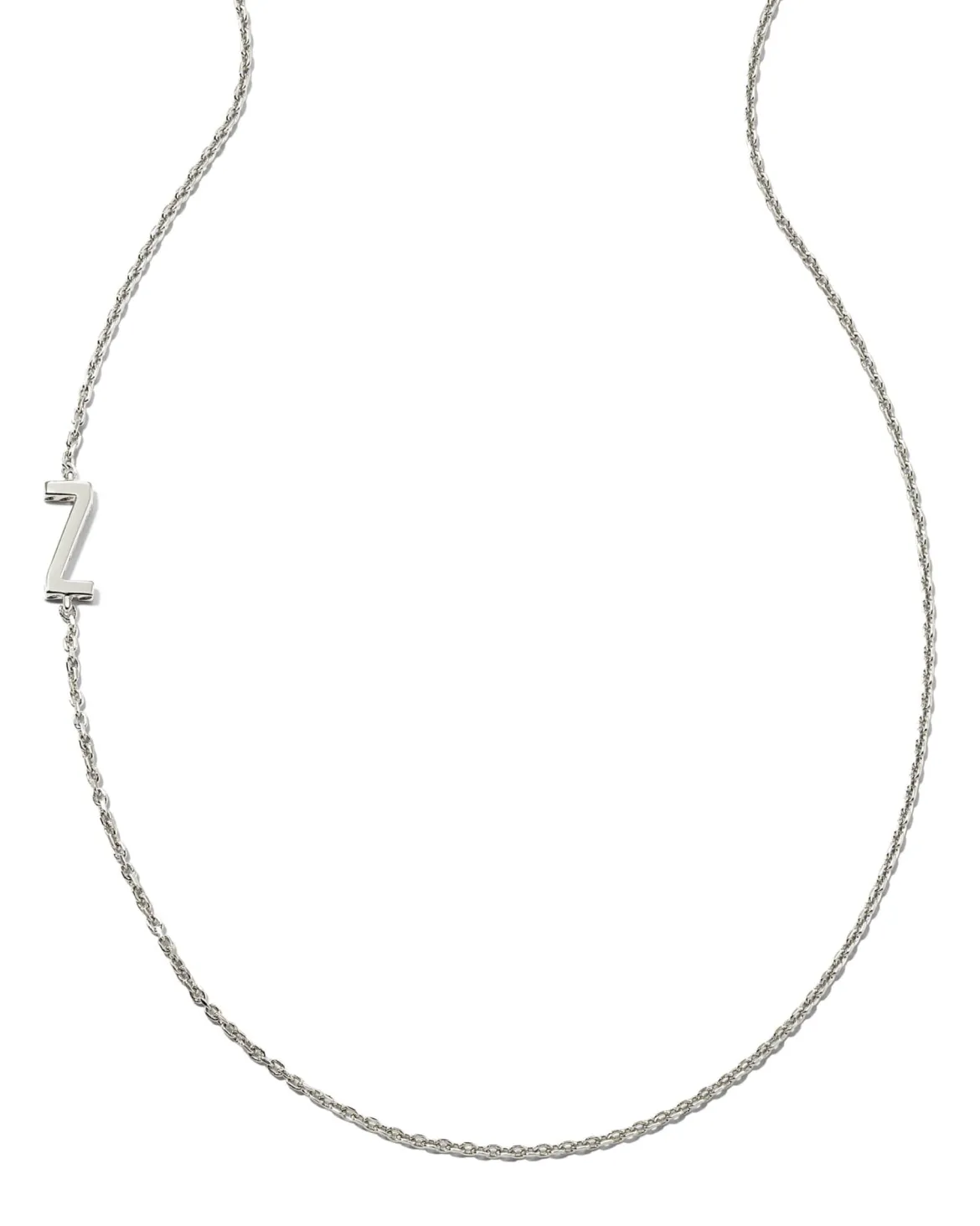 Letter Z Inline Initial Necklace in Sterling Silver