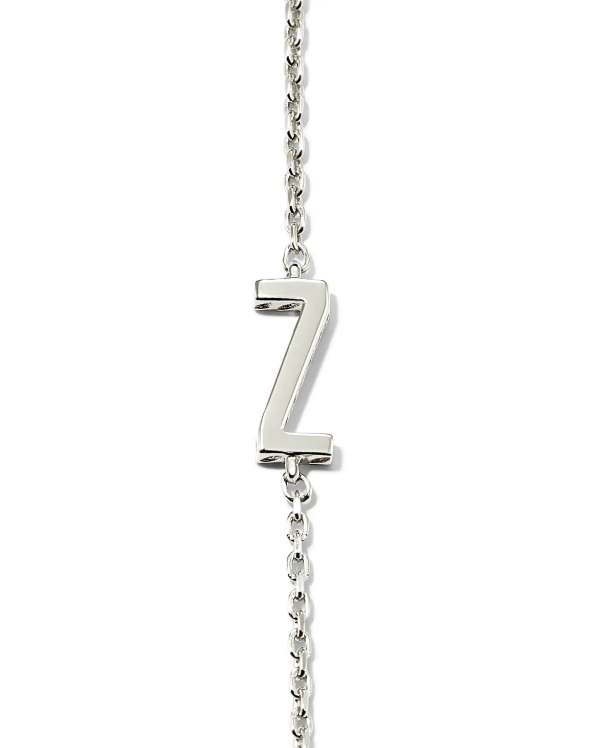 Letter Z Inline Initial Necklace in Sterling Silver