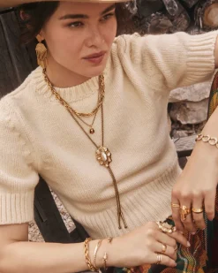 Lynne Statement Earrings in Vintage Gold