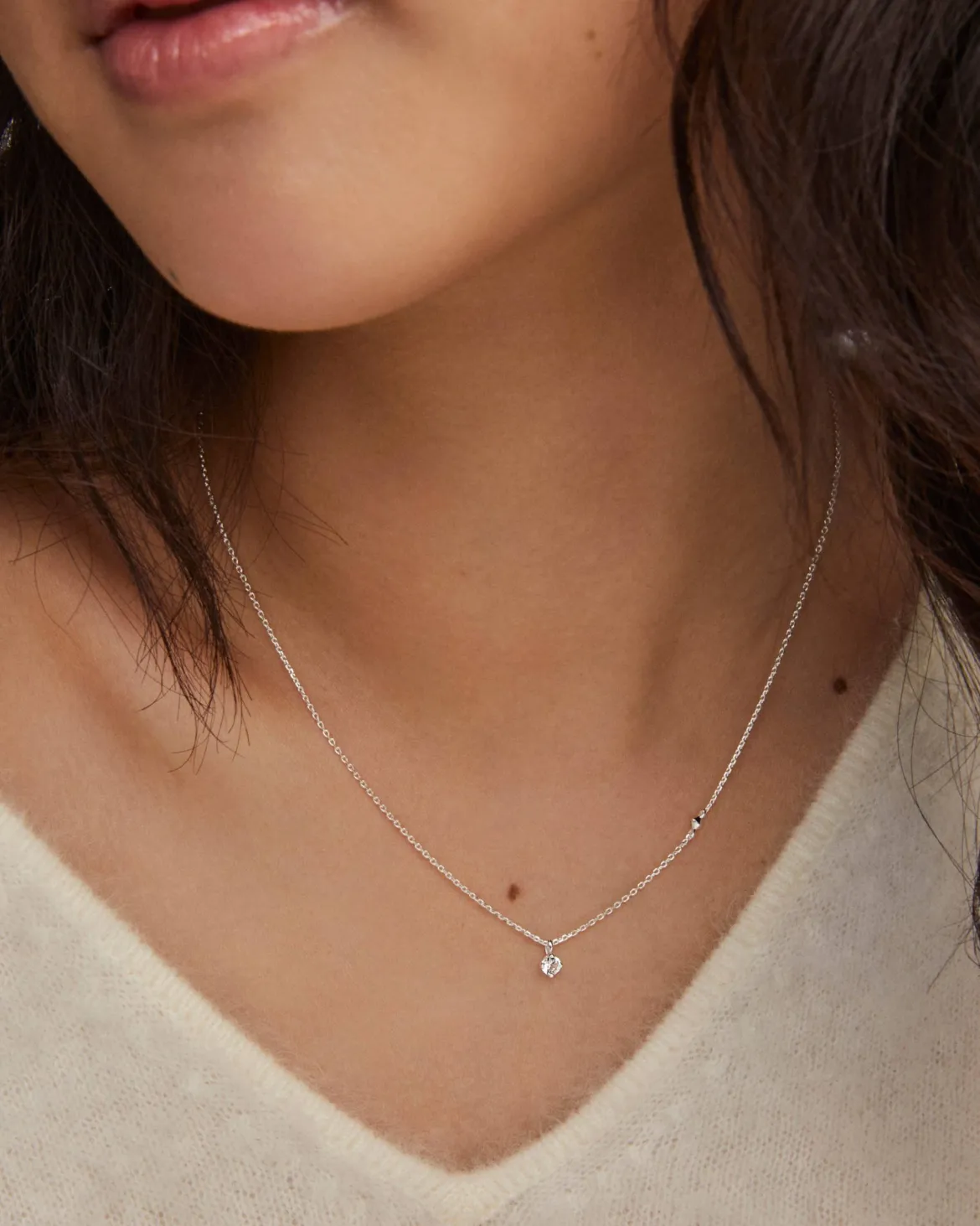 Maisie Sterling Silver April Pendant Necklace