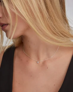 Maisie Sterling Silver March Pendant Necklace