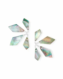 Malika Bright Silver Statement Earrings in Black Mother-of-Pearl