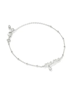 Mama Silver Crystal Delicate Chain Bracelet