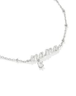 Mama Silver Crystal Delicate Chain Bracelet