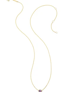 Marisa 14k Yellow Gold February Oval Solitaire Pendant Necklace