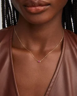 Marisa 14k Yellow Gold July Oval Solitaire Pendant Necklace