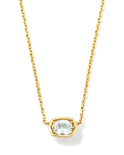 Marisa 14k Yellow Gold March Oval Solitaire Pendant Necklace