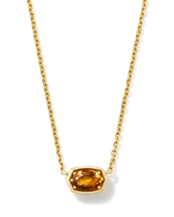 Marisa 14k Yellow Gold November Oval Solitaire Pendant Necklace