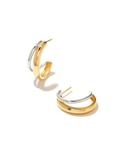 Meg Double Hoop Earrings in Mixed Metal