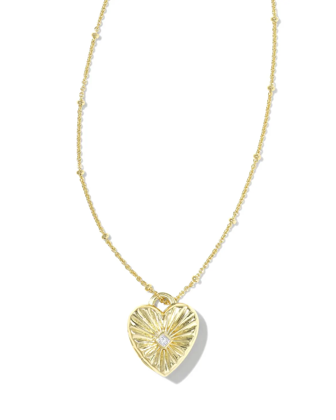 Meredith 18k Gold Vermeil Locket Necklace in White Topaz