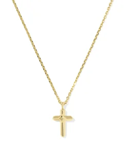 Metal 18k Gold Vermeil Cross Short Pendant Necklace