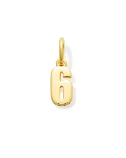 Metal Number 6 Charm in 18k Gold Vermeil