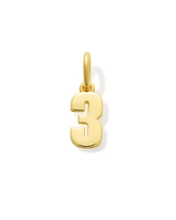Metal Number 3 Charm in 18k Gold Vermeil