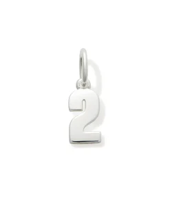 Metal Number 2 Charm in Sterling Silver