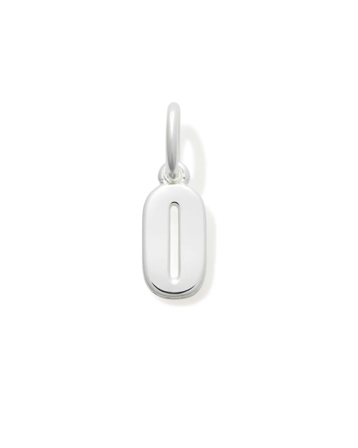 Metal Number 0 Charm in Sterling Silver