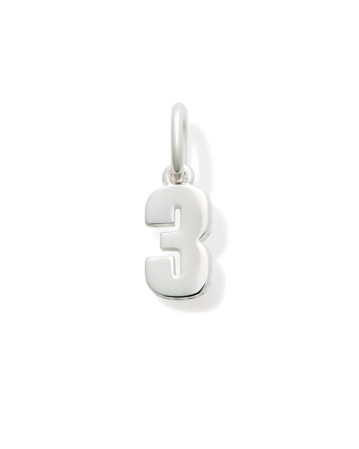Metal Number 3 Charm in Sterling Silver