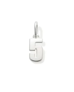 Metal Number 5 Charm in Sterling Silver