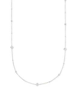 Michelle 14k White Gold Strand Necklace in White Diamond