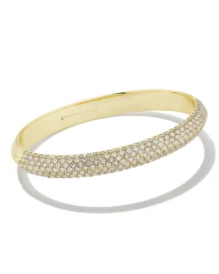 Mikki Gold Pave Bangle Bracelet in White CZ