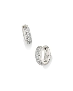 Mikki Pave Huggie Earrings in Silver