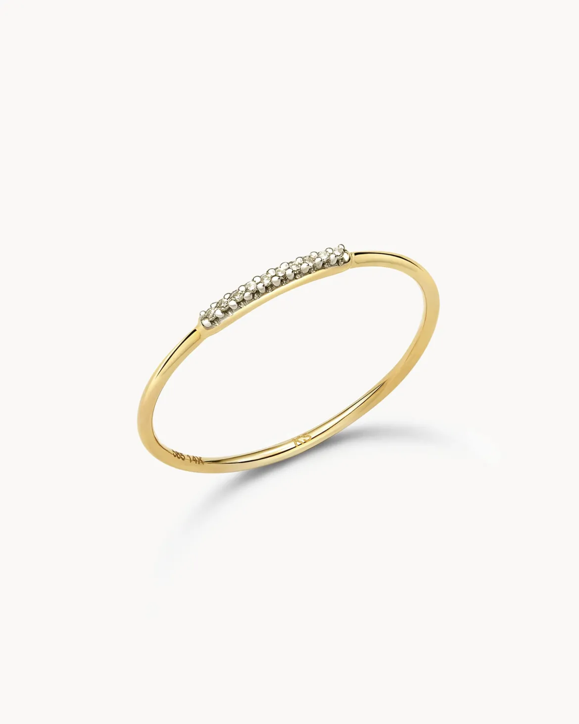 Mila 14k Yellow Gold Band Ring in White Diamond