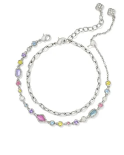 Mini Elisa and Abbie Silver Set of 2 Delicate Chain Bracelets