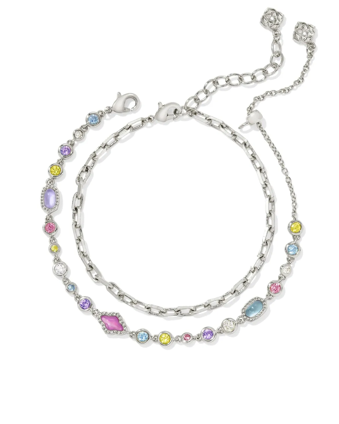 Mini Elisa and Abbie Silver Set of 2 Delicate Chain Bracelets