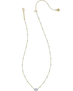 Mini Elisa Gold Enamel Frame Short Pendant Necklace in Periwinkle Illusion