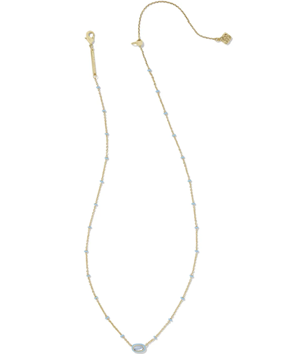 Mini Elisa Gold Enamel Frame Short Pendant Necklace in Periwinkle Illusion
