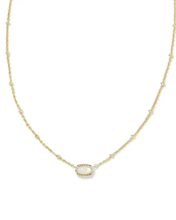 Mini Elisa Gold Satellite Short Pendant Necklace in Ivory Mother-of-Pearl