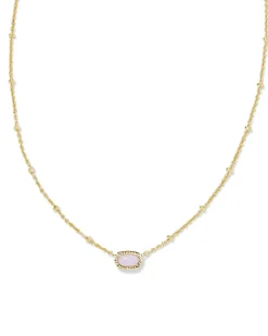 Mini Elisa Gold Satellite Short Pendant Necklace in Pink Opalite Crystal