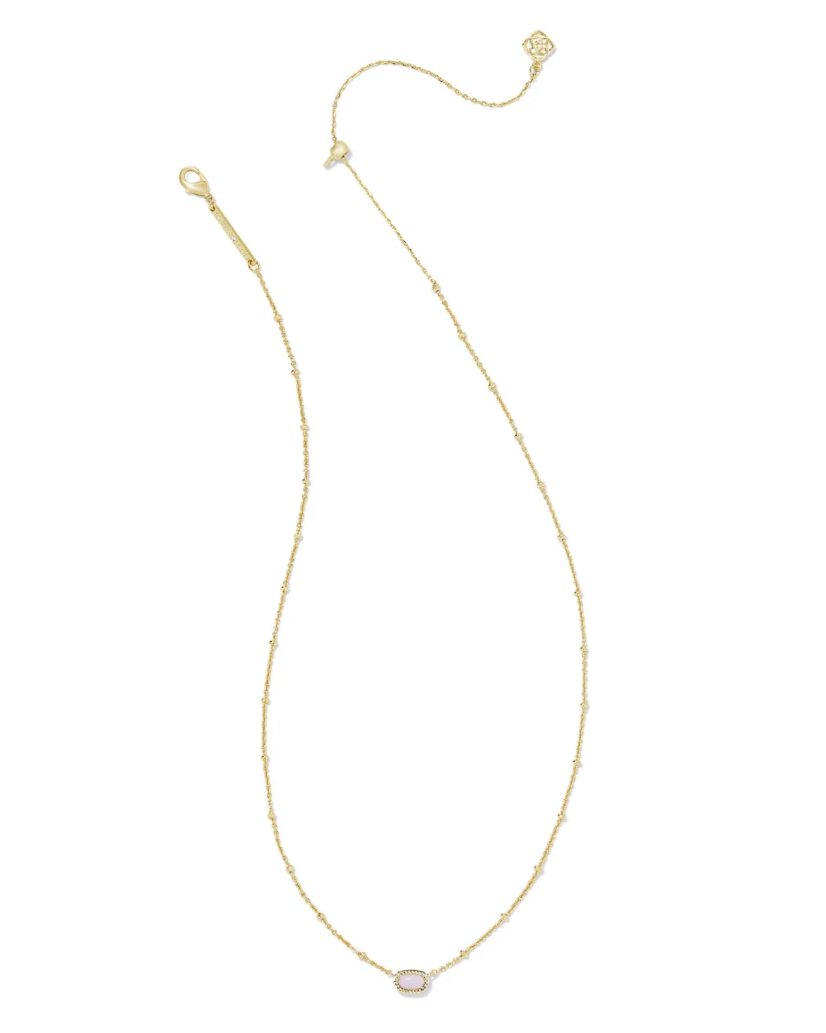 Mini Elisa Gold Satellite Short Pendant Necklace in Pink Opalite Crystal