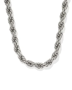 Noble Rope Link and Chain Necklace in Vintage Silver