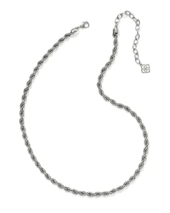 Noble Rope Link and Chain Necklace in Vintage Silver