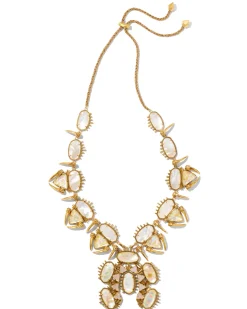 Odessa Vintage Gold Statement Necklace in Iridescent Abalone