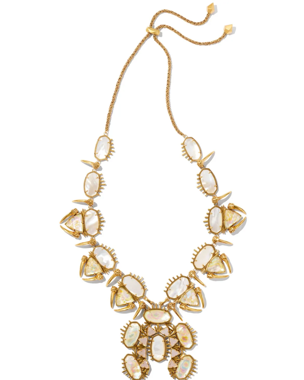 Odessa Vintage Gold Statement Necklace in Iridescent Abalone