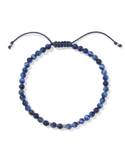 Otto Oxidized Sterling Silver Beaded Bracelet in Blue Tiger's Eye