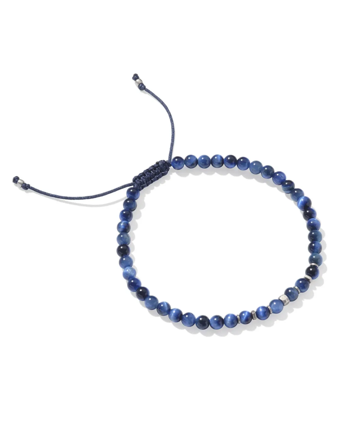 Otto Oxidized Sterling Silver Beaded Bracelet in Blue Tiger's Eye