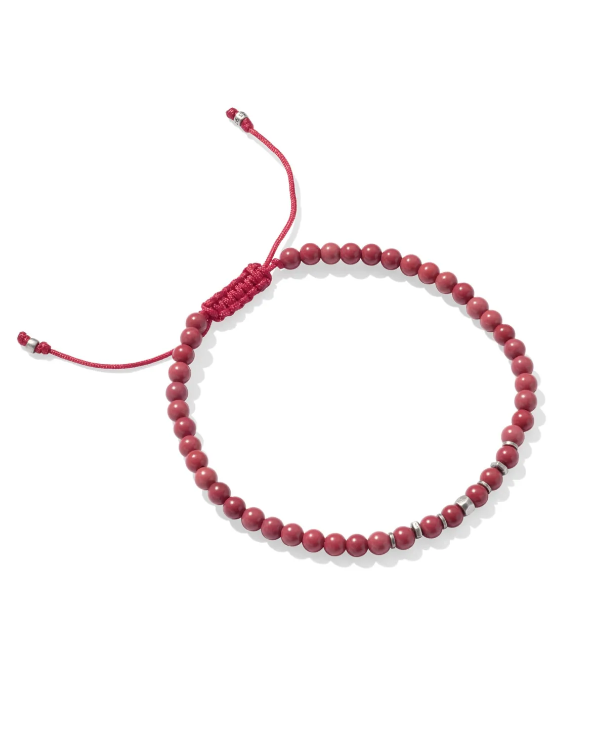 Otto Oxidized Sterling Silver Beaded Bracelet in Red Magnesite