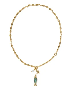 Parker Fish Vintage Gold Long Charm Necklace