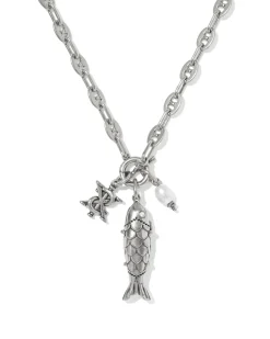 Parker Fish Vintage Silver Long Charm Necklace