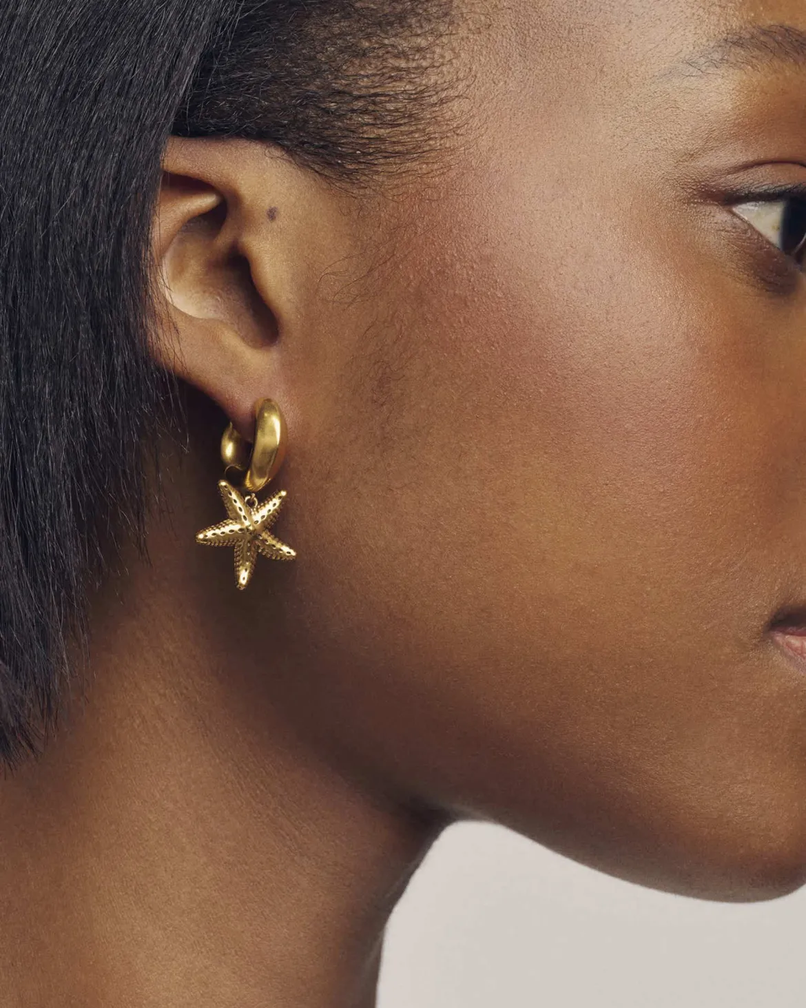 Parker Starfish Vintage Gold Huggie Earrings
