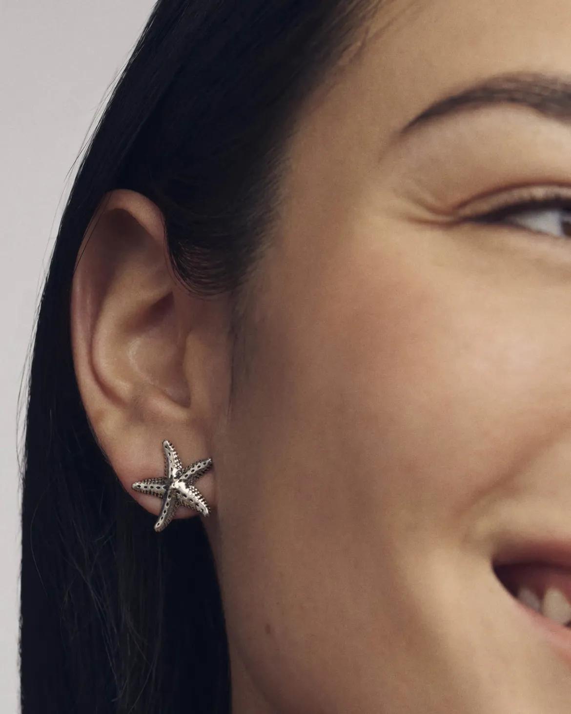 Parker Starfish Vintage Silver Metal Stud Earrings