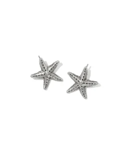 Parker Starfish Vintage Silver Metal Stud Earrings