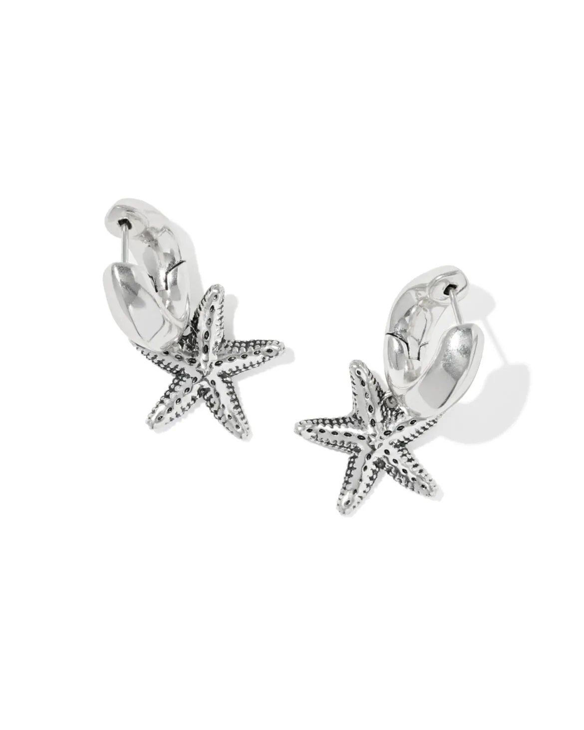 Parker Starfish Vintage Silver Huggie Earrings